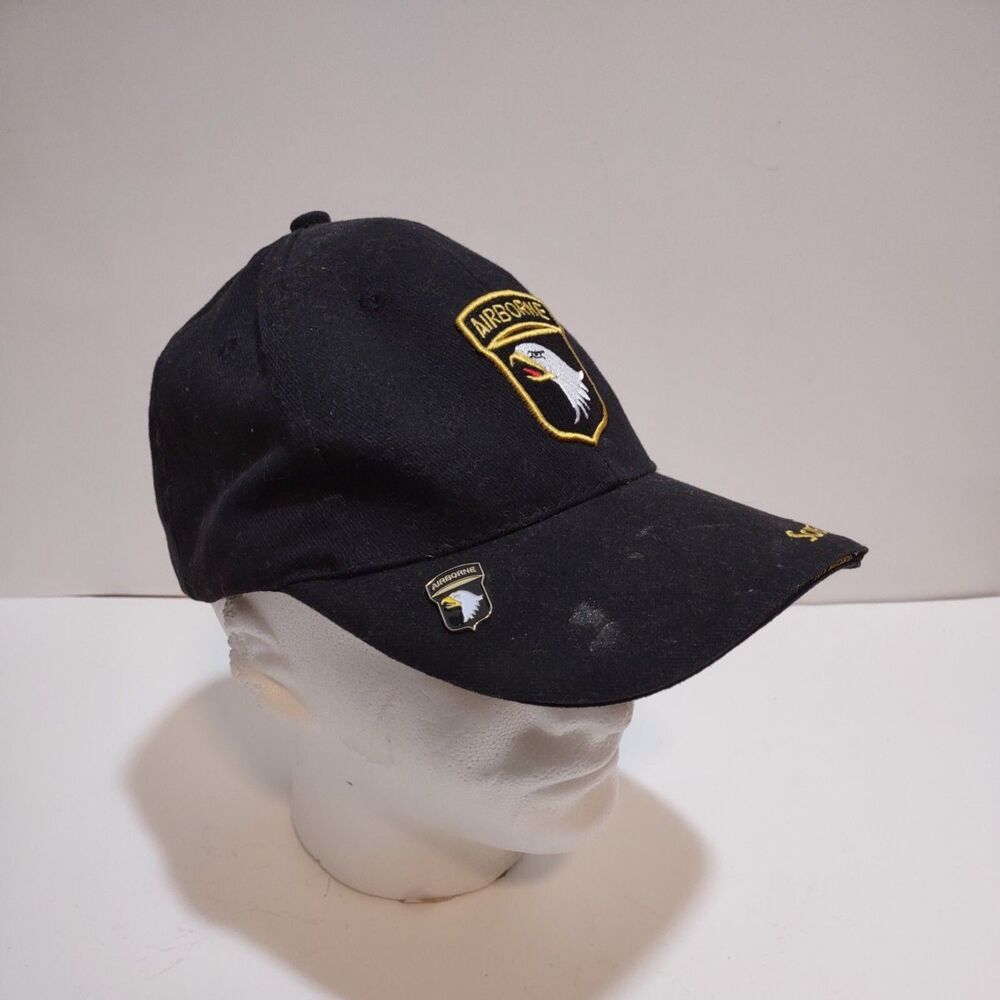 101 Airborne Screaming Eagles Black Strap Back With Pin